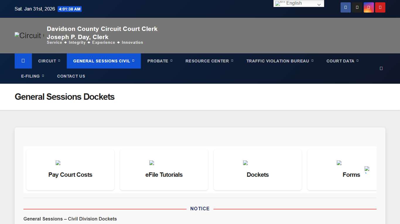 General Sessions Dockets – Circuit Court Clerk